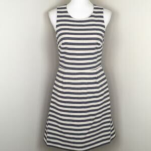 J. Crew Factory Women's Shift Dress Blue White Striped Size 2 Preppy Nautical